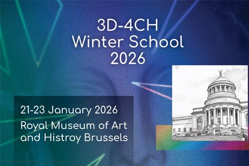 Promotional banner for the 3D-4CH Winter School 2026, held at the Royal Museum of Art and History in Brussels from January 21-23.